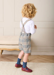 Walcott Check Short Dungarees in Blue (18mths-4yrs) Dungarees from Pepa London US