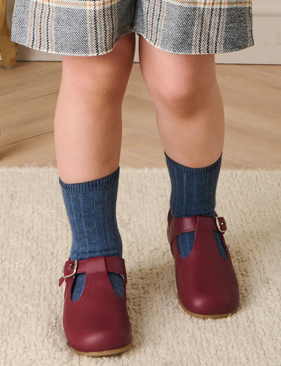 T-Bar Baby Shoes in Burgundy (20-26EU) Shoes from Pepa London