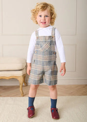 Walcott Check Short Dungarees in Blue (18mths-4yrs) Dungarees from Pepa London US