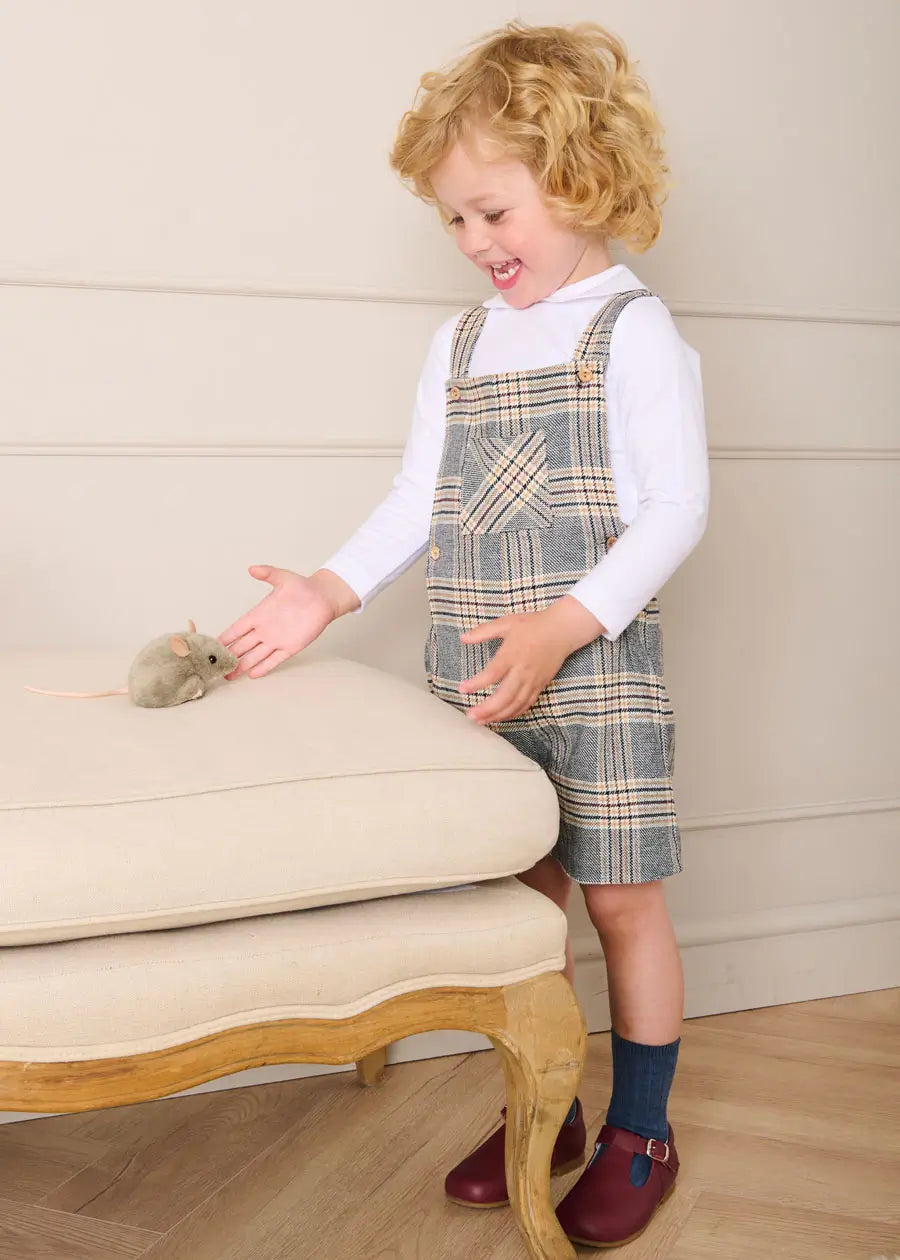Walcott Check Short Dungarees in Blue (18mths-4yrs) Dungarees from Pepa London US