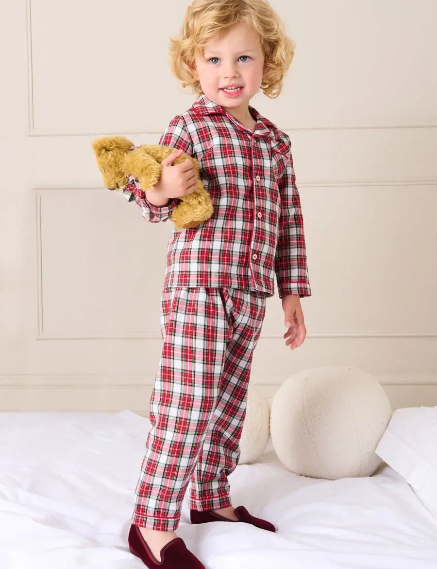 Francis Tartan Pyjamas in Red (18mths-10yrs) Nightwear from Pepa London US