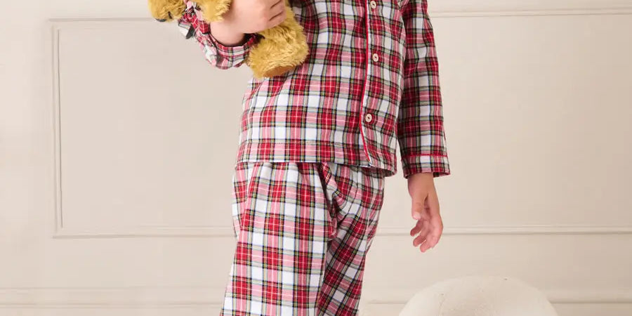 Francis Tartan Pyjamas in Red (18mths-10yrs) Nightwear from Pepa London US
