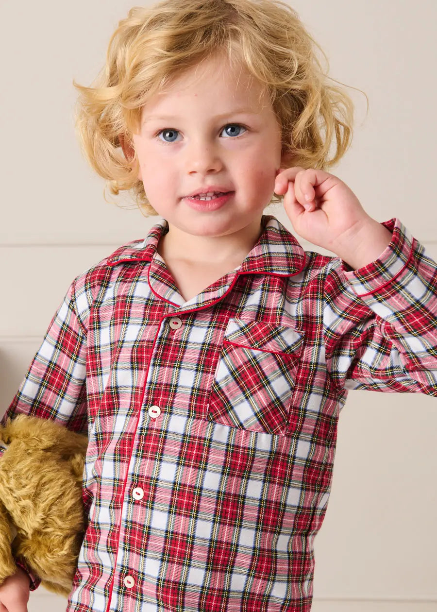 Francis Tartan Pyjamas in Red (18mths-10yrs) Nightwear from Pepa London US