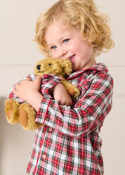 Limited Edition Merrythought & Pepa Teddy Bear with Grosvenor Tartan Bow in Red (S-M) Toys from Pepa London US
