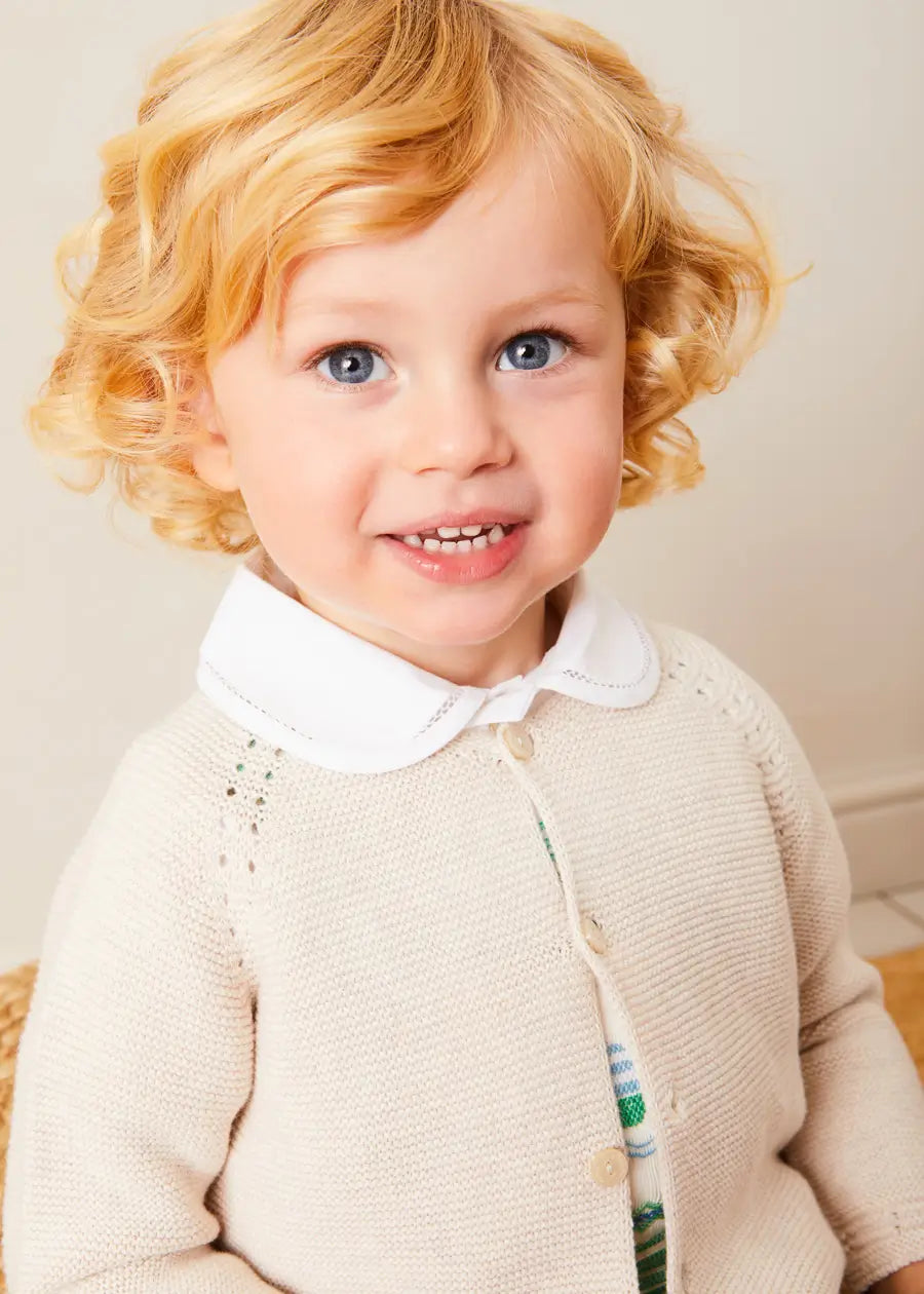 Plain Cardigan in Cream (6mths-10yrs) Knitwear from Pepa London US