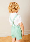 Cheyne Striped Boat Embroidery Dungarees in Green (18mths-4yrs) DUNGAREES from Pepa London US