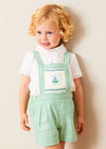 Cheyne Striped Boat Embroidery Dungarees in Green (18mths-4yrs) DUNGAREES from Pepa London US