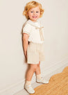 Waterford Stripe Mariner Collar Short Sleeve Two Piece Set in Beige (12mths-6yrs) TWO PIECE SETS from Pepa London US