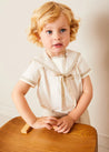 Waterford Stripe Mariner Collar Short Sleeve Two Piece Set in Beige (12mths-6yrs) TWO PIECE SETS from Pepa London US