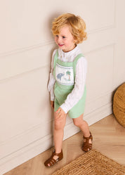 Elephant Embroidered Smocked Dungarees in Sage Green (18mths-4yrs) Shorts from Pepa London US