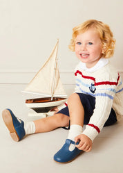 Anchor Motif Cable Detail Jumper in Beige (2-10yrs) KNITWEAR from Pepa London US