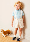 Peter Pan Collar Trim Detail Short Sleeve Shirt in Blue (12mths-5yrs) SHIRTS from Pepa London US