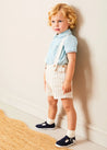 Peter Pan Collar Trim Detail Short Sleeve Shirt in Blue (12mths-5yrs) SHIRTS from Pepa London US