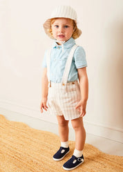 Woven T-Bar Baby Shoes in Navy (20-26EU) Shoes from Pepa London US