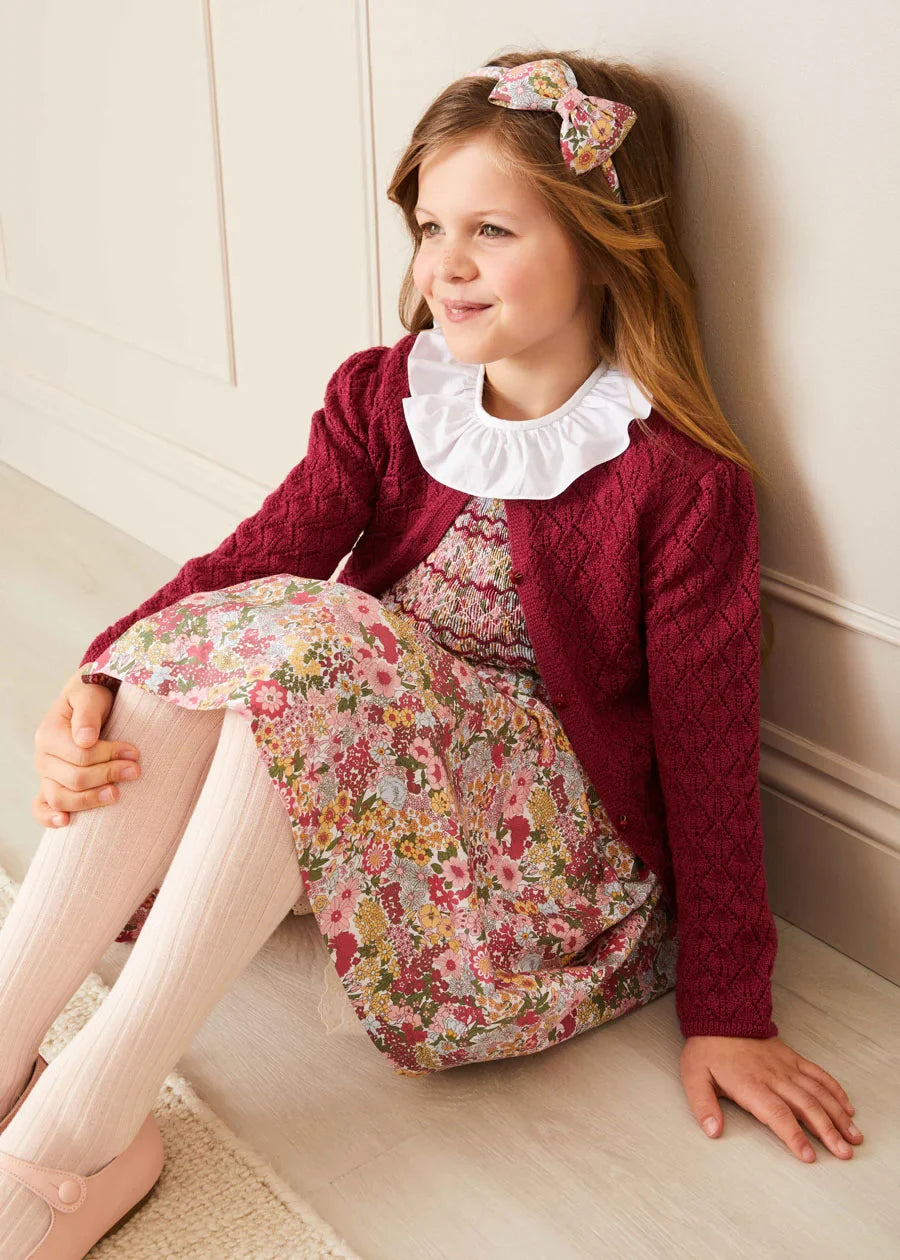 Florence Floral Hand Smocked Short Sleeve Dress in Pink (18mths-10yrs) DRESSES from Pepa London US