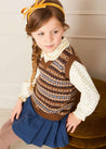 All Over Fair Isle Vest in Camel (4-10yrs) Coats  from Pepa London US