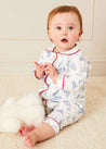 Toile Ruffle Collar Nightwear in Blue (6mths-3yrs) Nightwear  from Pepa London US