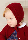 Cable Detail Knitted Bonnet In Red (S-L) KNITTED ACCESSORIES  from Pepa London US