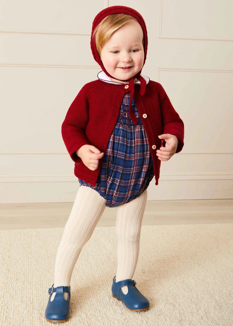 Eaton Check Hand Smocked Romper in Navy (6mths-2yrs) Rompers  from Pepa London US