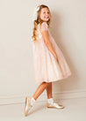 Constance Floral Hand Smocked Short Sleeve Party Dress in Pink (12mths-10yrs) DRESSES from Pepa London US