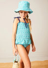 Adelaide Floral Smock Detail Swimsuit in Green (2-10yrs) SWIMWEAR from Pepa London US