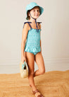 Adelaide Floral Smock Detail Swimsuit in Green (2-10yrs) SWIMWEAR from Pepa London US