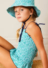 Adelaide Floral Smock Detail Swimsuit in Green (2-10yrs) SWIMWEAR from Pepa London US