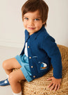 Nautical Boat Embroidery Polo Collar Cardigan in Blue (12mths-6yrs) from Pepa London US