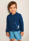 Nautical Boat Embroidery Polo Collar Cardigan in Blue (12mths-6yrs) from Pepa London US