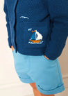 Nautical Boat Embroidery Polo Collar Cardigan in Blue (12mths-6yrs) from Pepa London US