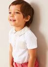 Waterford Striped Polo Collar Short Sleeve Top in Beige (12mths-4yrs) TOPS & BODYSUITS from Pepa London US