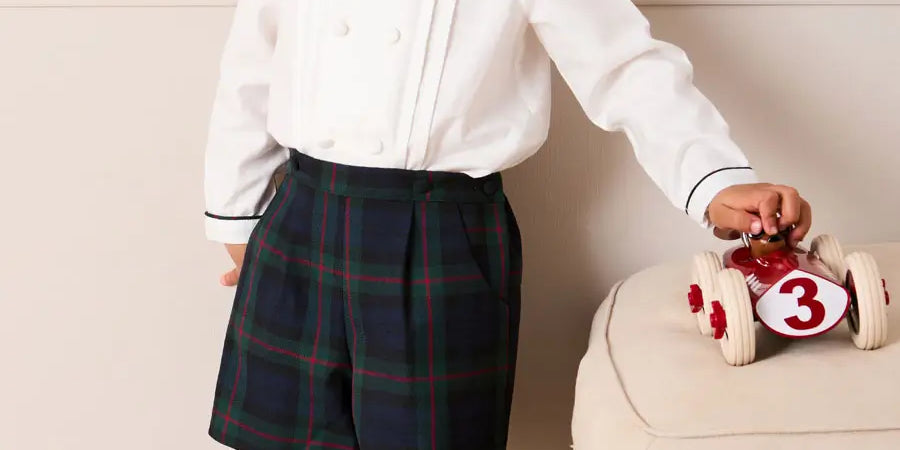 Kinnerton Tartan Peter Pan Collar Long Sleeve Two Piece Set in Green (18mths-6yrs) TWO PIECE SETS from Pepa London US