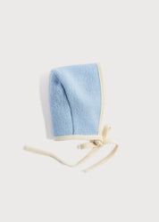 Classic Austrian Contrast Trim Wool Bonnet in Baby Blue (S-L) Knitted Accessories from Pepa London US