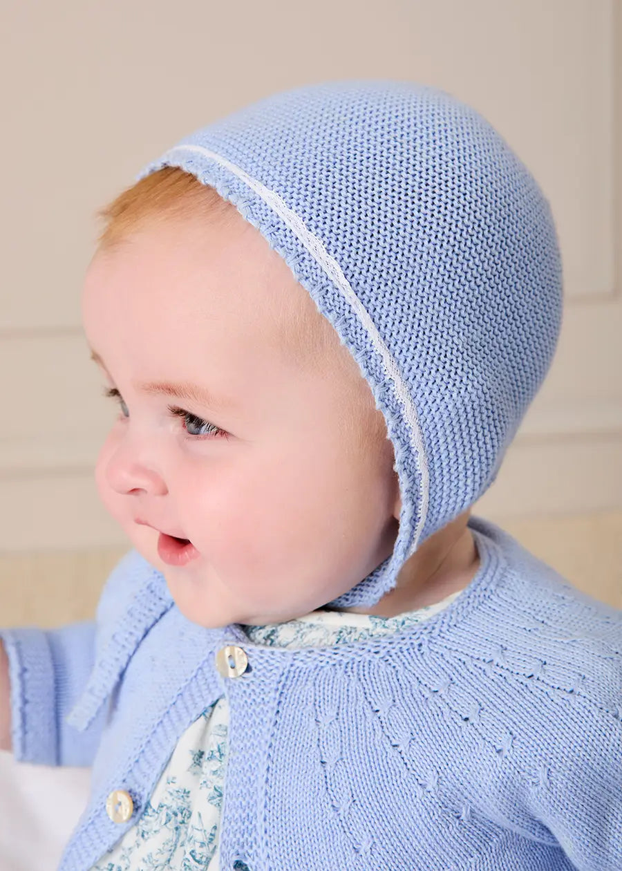 Openwork Detail Baby Cardigan in Light Blue (1-9mths) Knitwear from Pepa London US