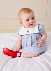 Alexander Stripe Mariner Collar Embroidered Boat Detail Dress with Bloomers in Blue (6mths-3yrs) DRESSES from Pepa London US