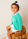 Floral Openwork Cotton Cardigan in Green (2-10yrs) KNITWEAR from Pepa London US