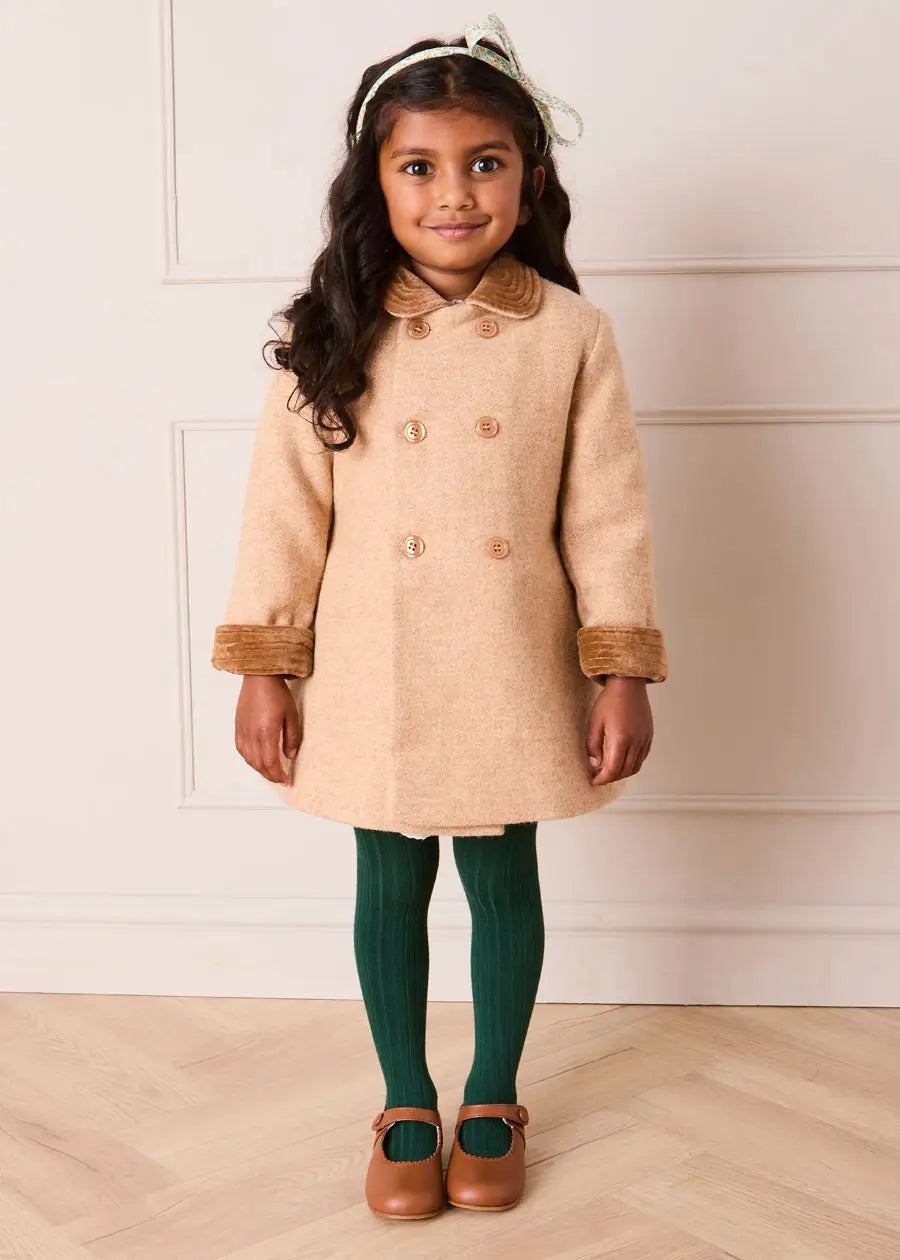Traditional Double Breasted Coat in Camel (12mths-10yrs) Coats from Pepa London US
