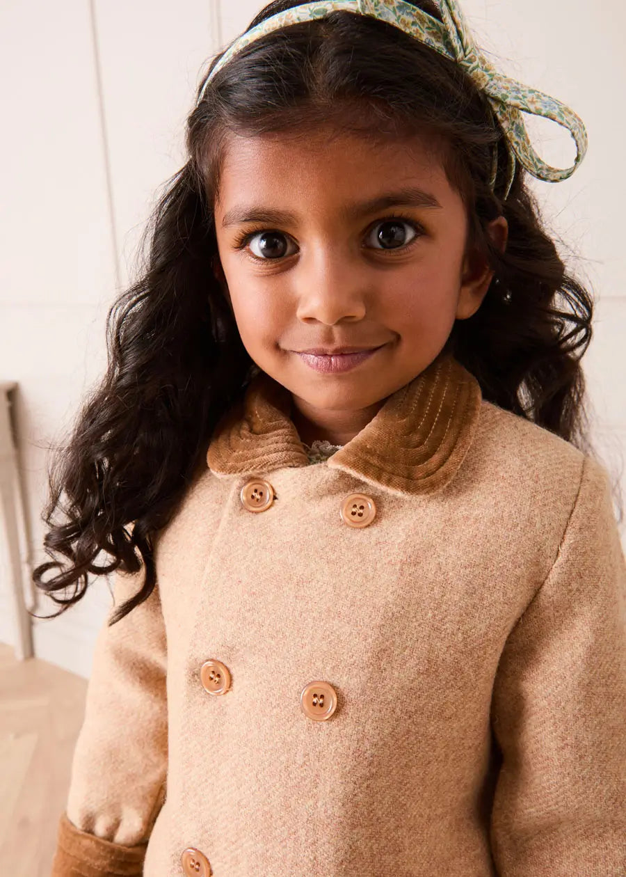 Traditional Double Breasted Coat in Camel (12mths-10yrs) Coats from Pepa London US