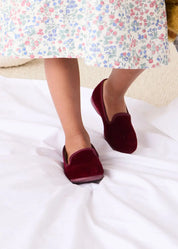 Velvet Slippers In Burgundy (24-34EU)