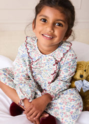 Rebecca Floral Scallop Ruffle Nightie Dress in Red (2-10yrs) Nightwear from Pepa London US