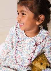 Rebecca Floral Scallop Ruffle Nightie Dress in Red (2-10yrs) Nightwear from Pepa London US