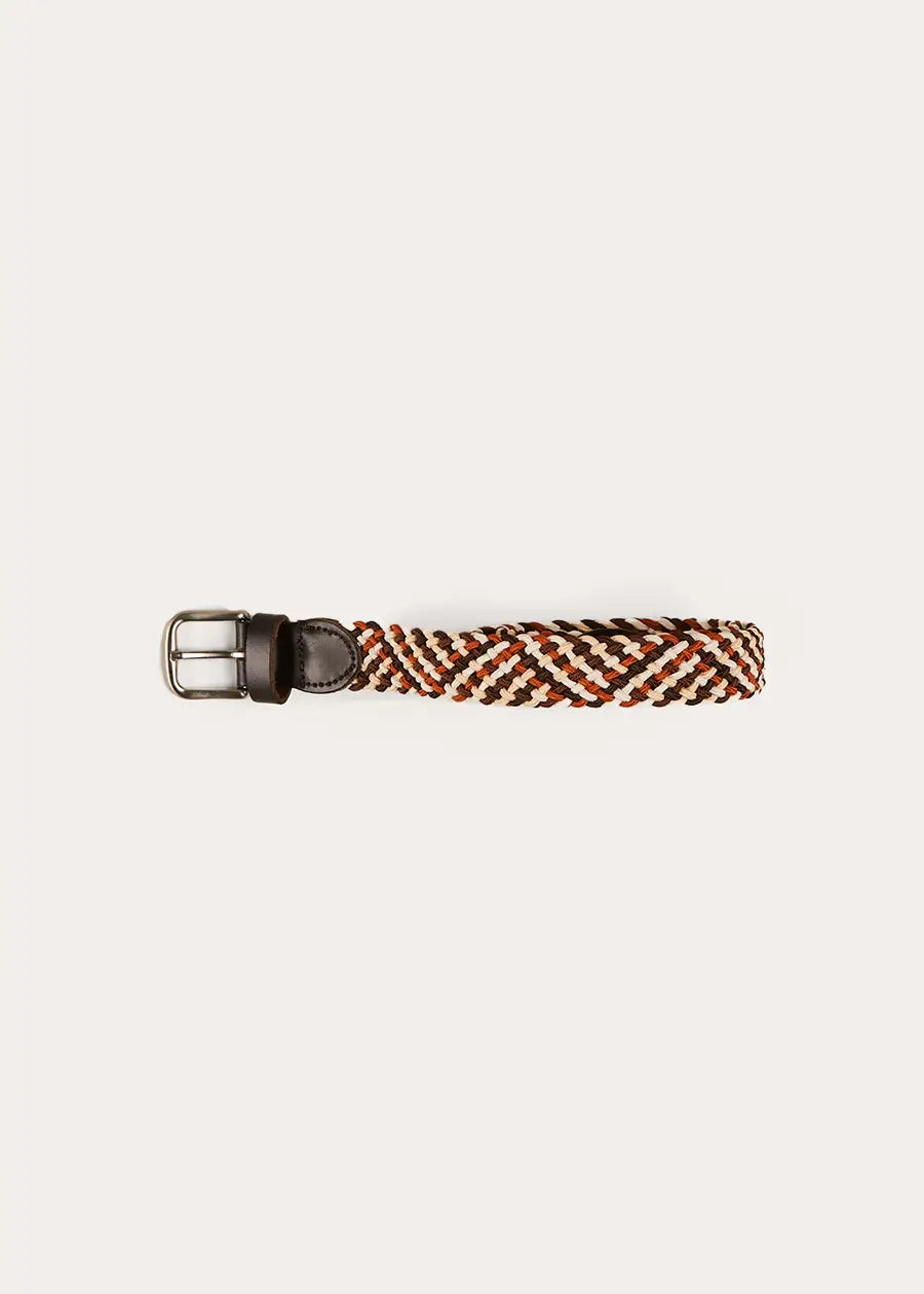 Contrast Leather Braided Belt in Brown (XS-S) BELTS from Pepa London US