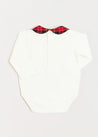 Belgravia Tartan Long Sleeve Bodysuit in Red (1mth-3yrs) Tops & Bodysuits  from Pepa London US