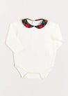 Belgravia Tartan Long Sleeve Bodysuit in Red (1mth-3yrs) Tops & Bodysuits  from Pepa London US