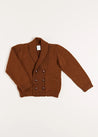 Shawl Neck Cardigan in Caramel (2-10yrs) Knitwear  from Pepa London US