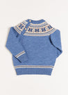 Classic Fair Isle Jumper in Blue (18mths-10yrs) Knitwear  from Pepa London US