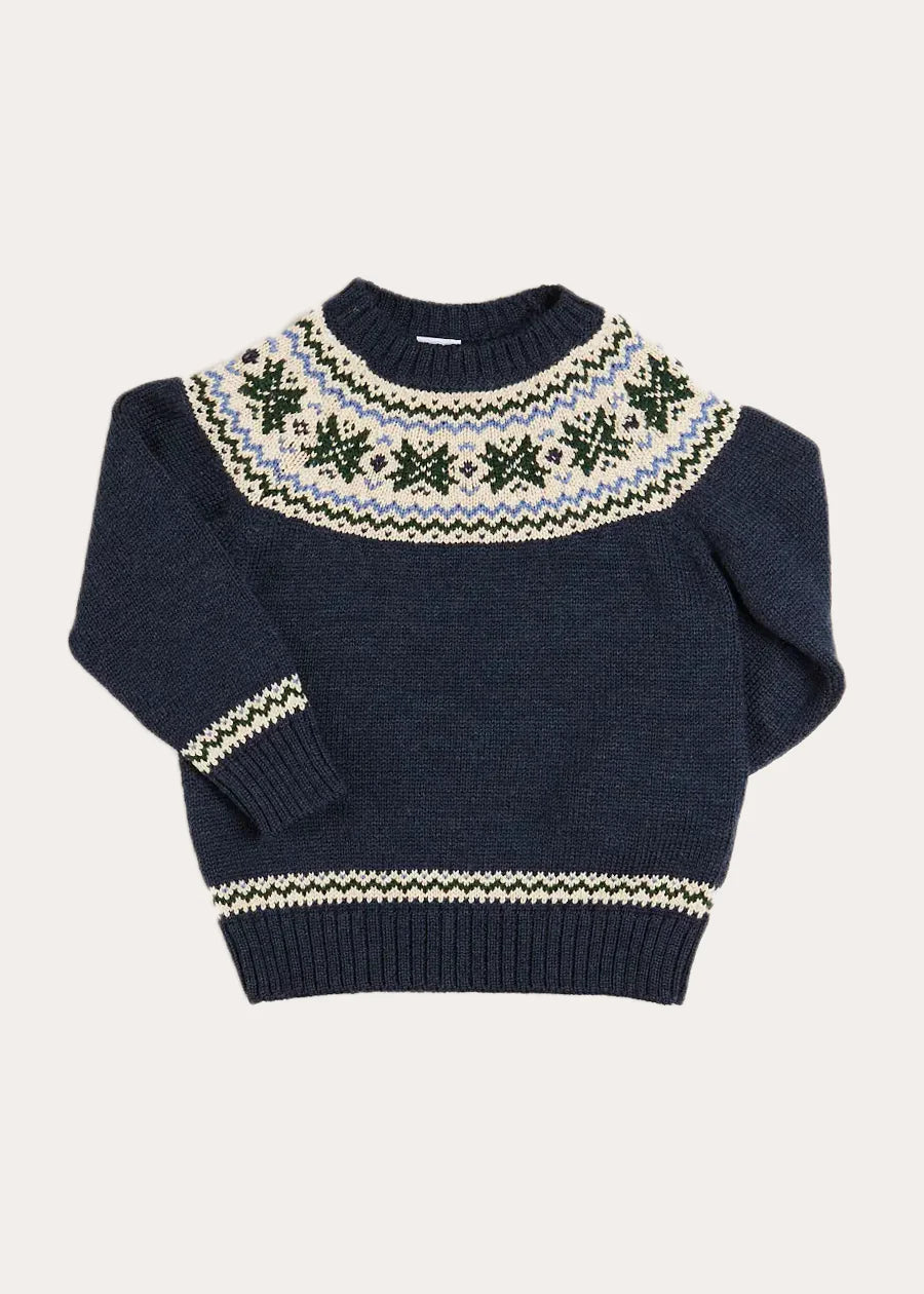 Classic Fair Isle Jumper in Navy (18mths-10yrs) Knitwear from Pepa London US
