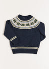 Classic Fair Isle Jumper in Navy (18mths-10yrs) Knitwear  from Pepa London US