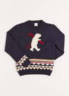 Bear Intarsia Jumper in Navy (4-10yrs) Knitwear  from Pepa London US