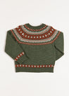 Fair Isle Merino Wool Jumper in Green (4-10yrs) Knitwear  from Pepa London US